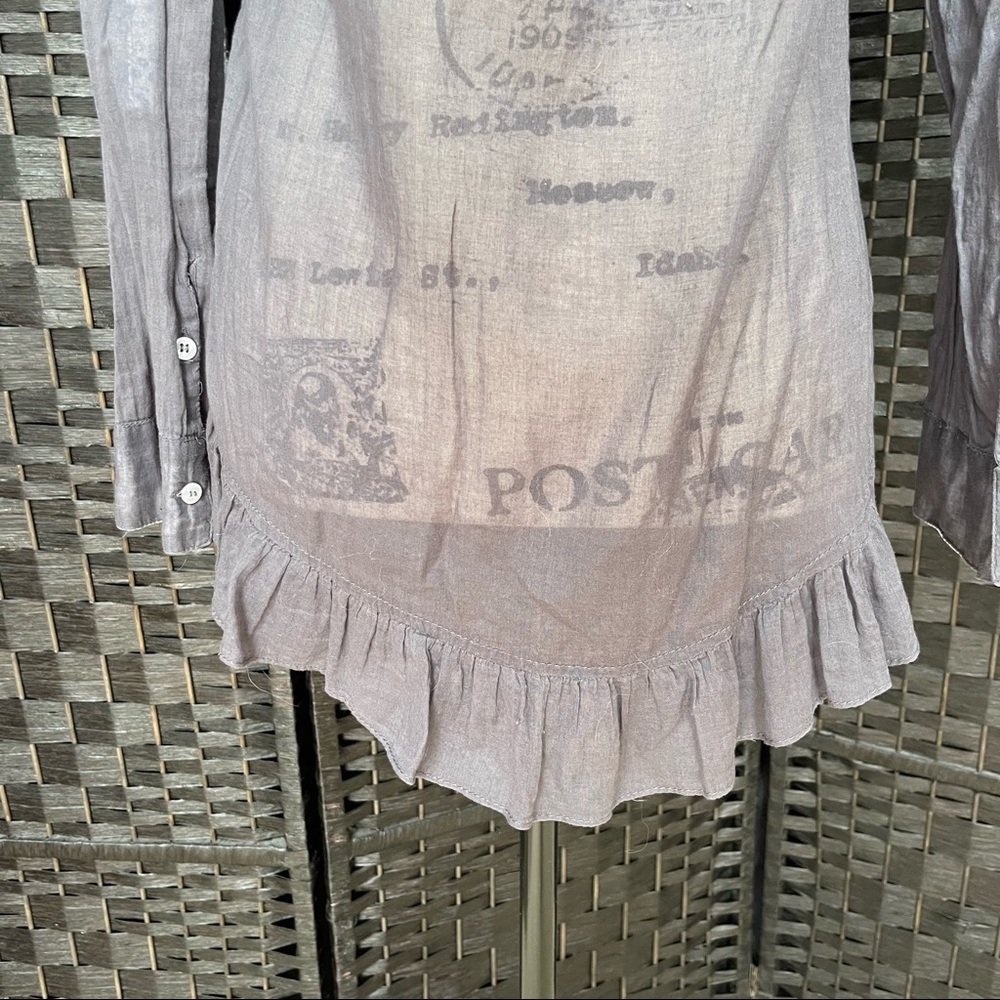 Flutterbye Gray Flowy Ruffle Button Down Blouse S… - image 4